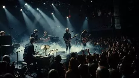 AI Video from prompt: Cinematic, monochromatic protest rock music vide