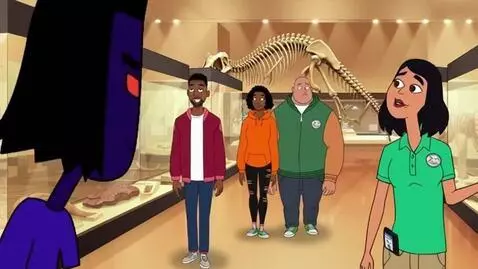 AI Video from prompt: Man and his goons take a tour at the museum by a