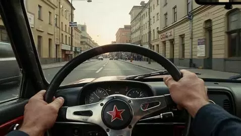AI Video from prompt: Soviet Union. Driving a car down the city's main
