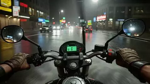 AI Video from prompt: Soviet Union. Riding a motorcycle at high speed,