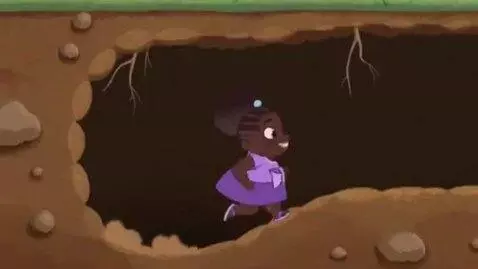 AI Video from prompt: The black girl starts burrowing down in the gras