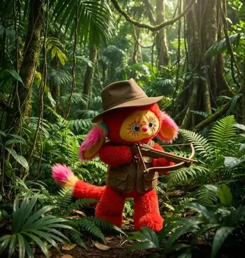 AI Video from prompt: creeping through the jungle with a crossbow