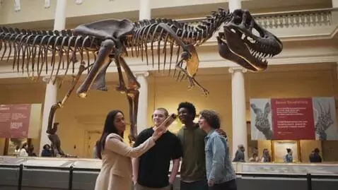 AI Video from prompt: Man and his goons take a tour at the museum by a