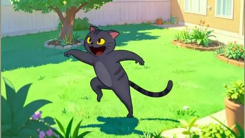AI Video from prompt: Funny cartoon cat superstar, wild Dixieland jazz