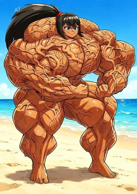 AI Video from prompt: This anime Bodybuilder slowly and intensely flex