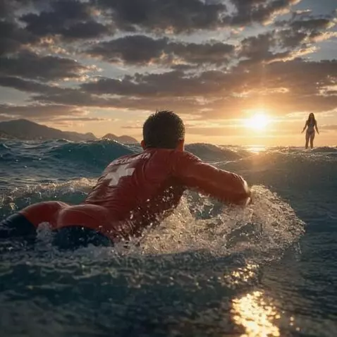 AI Video from prompt: Ultra‑realistic cinematic scene at sunrise on a 