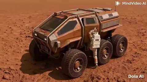 AI Video from prompt: "The cosmonaut gets into the rover."