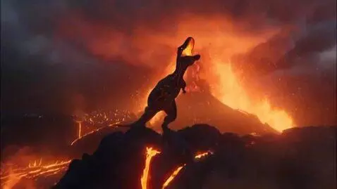 AI Video from prompt: epic and cool movie trailer of magma t rex
