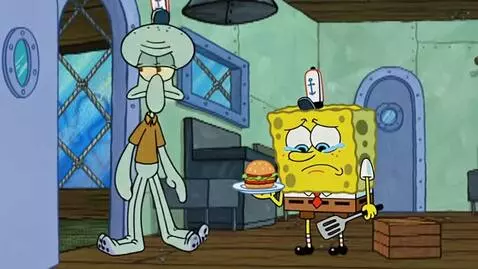 AI Video from prompt: Spongebob cries on the Krusty Krabs spongebob sa