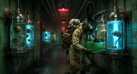 AI Video from prompt: The rabbit opens the green box. The white creatu