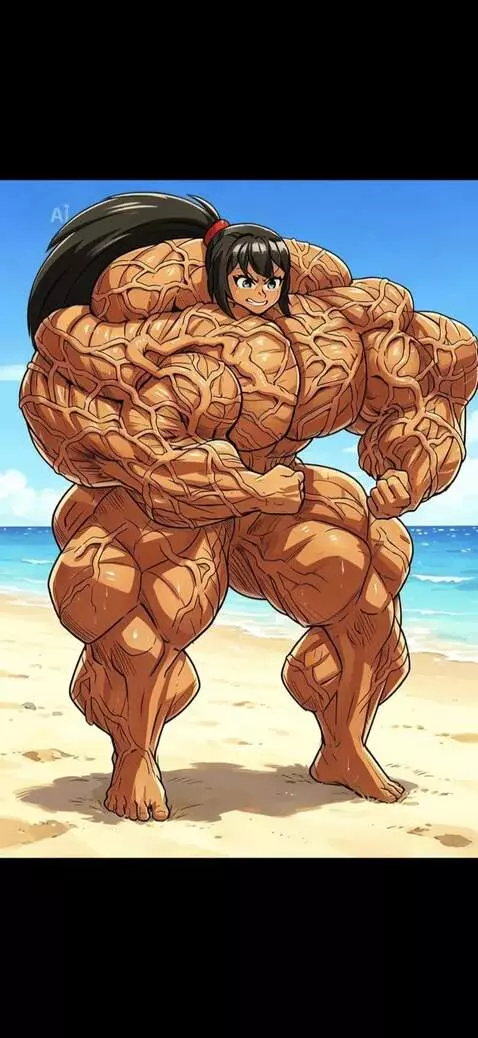 AI Video from prompt: This anime Bodybuilder slowly and intensely flex