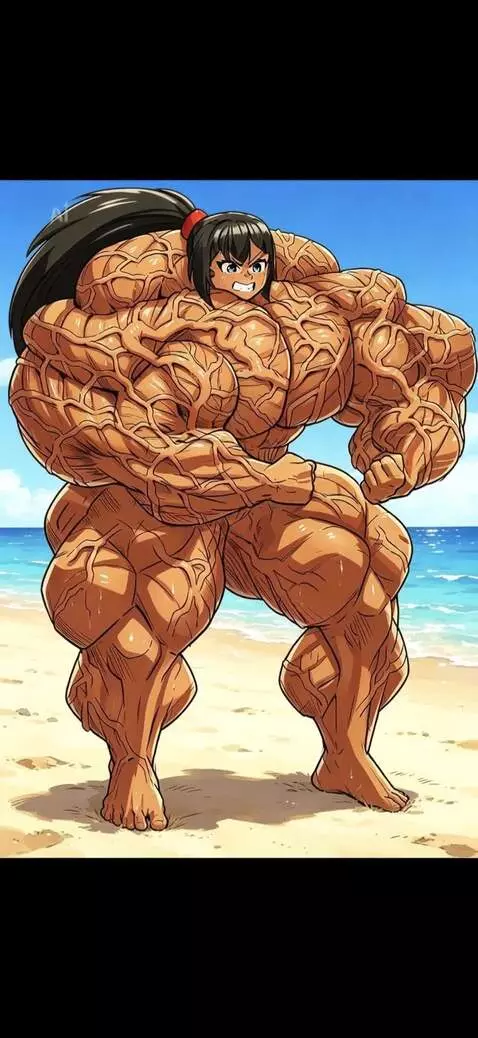 AI Video from prompt: This anime Bodybuilder brutally flexing and trem