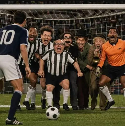 AI Video from prompt: Scene: Hyperrealistic soccer free kick chaos Act