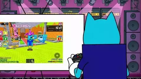 AI Video from prompt: Catguy plays a game but the tv started watching 