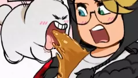 AI Video from prompt: Make The Bunny Eat  The Guy And Make Him out Of 
