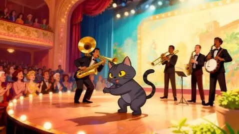AI Video from prompt: A charismatic cartoon cat rock-and-roll supersta