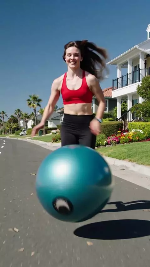 AI Video from prompt: A young, beautiful 25-year-old woman runs down t