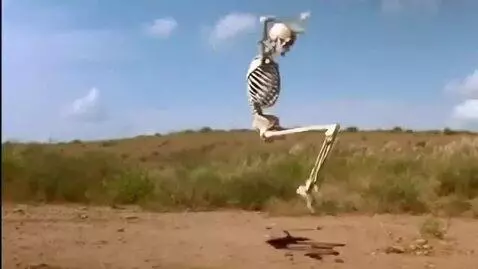 AI Video from prompt: Skeleton does backflip