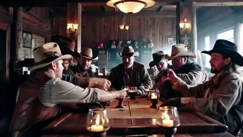 AI Video from prompt: Saloon with cowboys playing poker in the 1800s