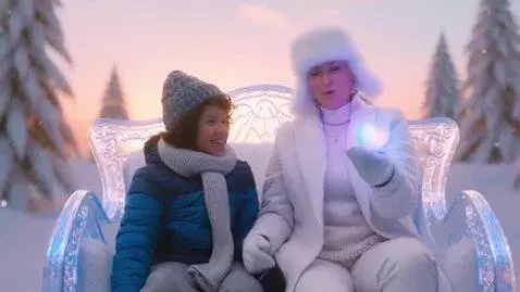 AI Video from prompt: a mature, plump sixty-year-old snow queen in a s