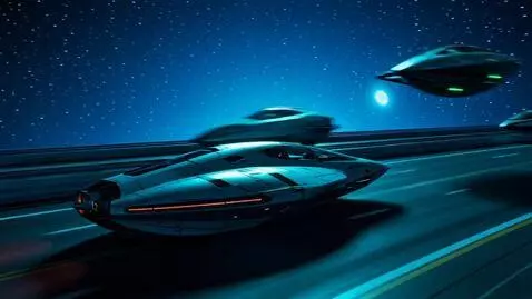 AI Video from prompt: A spacecraft traveling on an alien interstellar 