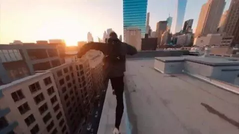 AI Video from prompt: The Rooftop Parkour** > **Prompt:** *Cinematic F