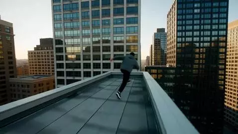 AI Video from prompt: The Rooftop Parkour** > **Prompt:** *Cinematic F