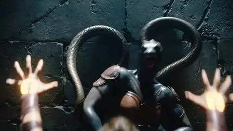 AI Video from prompt: Action: Heroine activates her golden runes in a 