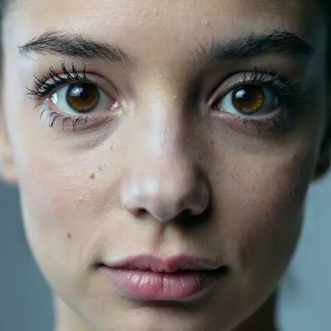 AI Video from prompt: face close up, looking at camera, shy smile, eye