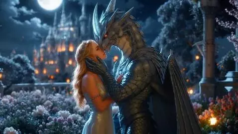 AI Video from prompt: Bring this photo to life beauty and the dragon  