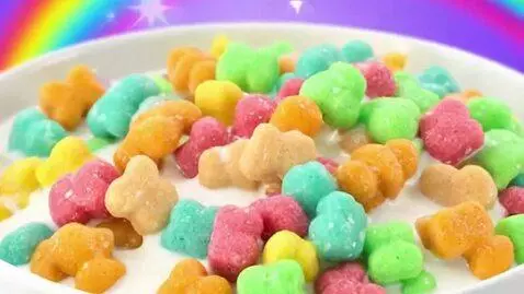 AI Video from prompt: Kellogg's Kitty Rainbows Kitty Shaped Cereal Com