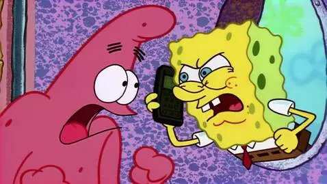 AI Video from prompt: Spongebob with a phone phone calling with Rick S