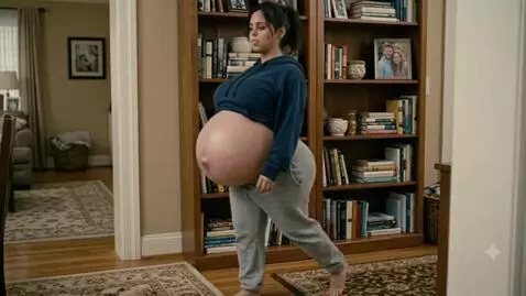 AI Video from prompt: A hugely swollen American woman slowly walks in 