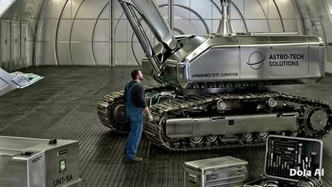 AI Video from prompt: A person is inspecting an excavator