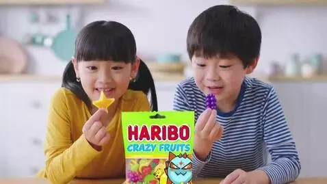 AI Video from prompt: Haribo Crazy Fruits Fruit Shaped Candies Comerci