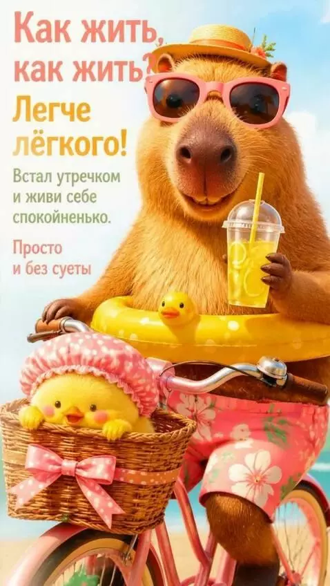 AI Video from prompt: A Capybara is carrying its pup in a bicycle bask