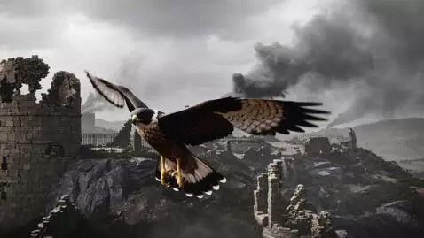 AI Video from prompt: Scene 2: THE SIGNAL   Location: Pale clouded sky