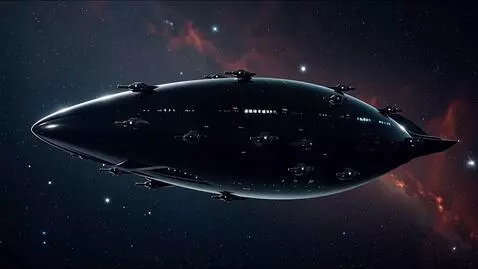 AI Video from prompt: Glossy black black super sleek and enormous spac