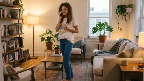 AI Video from prompt: A very bloated American woman is walking around 