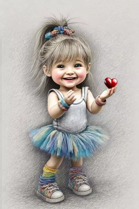 AI Video from prompt: A girl with pigtails, dressed in a tutu and snea