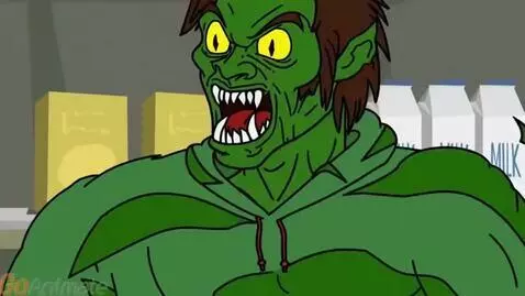 AI Video from prompt: Goanimate animation. Boris turns into monster Bo