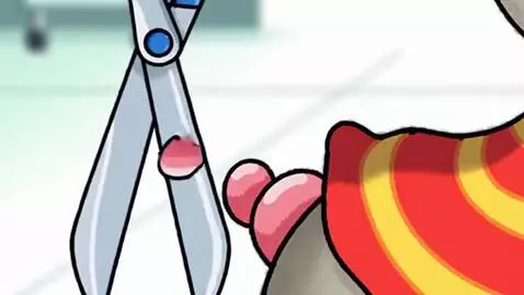 AI Video from prompt: Evil Blonde Hair Nurse Cuts Toopy's Tail Than To