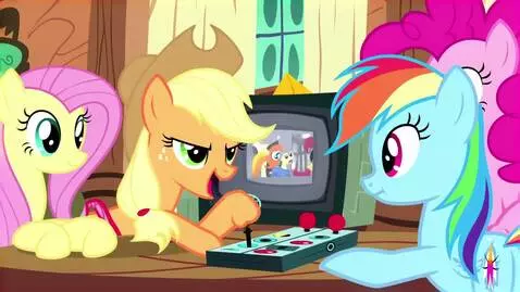 AI Video from prompt: Applejack, Fluttershy, Pinkie Pie, and Rainbow D