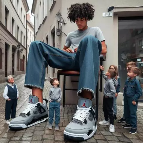 AI Video from prompt: The tallest boy ties his shoelaces, the little k