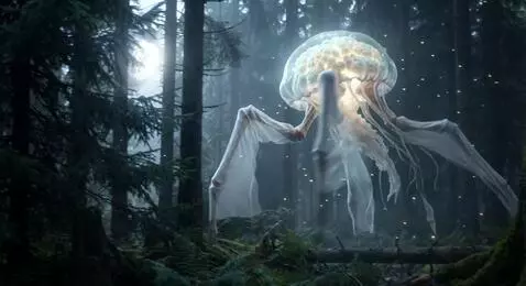 AI Video from prompt: A surreal, otherworldly creature, its dome resem