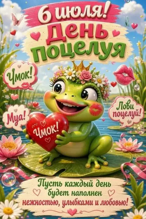 AI Video from prompt: The Frog moves, smiles, and blows a kiss with a 
