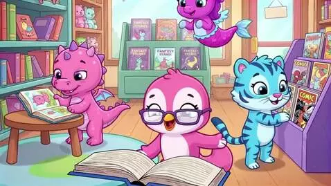 AI Video from prompt: Orange Bearakeet, Pink Draggle, Magenta Merpuffi