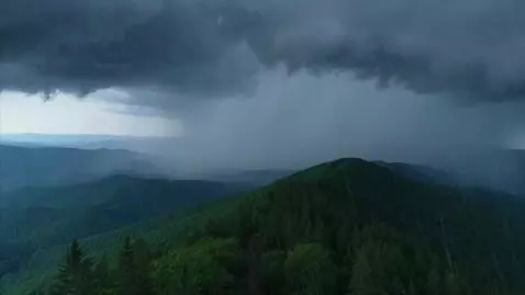 AI Video from prompt: A violent thunderstorm over the Appalachian moun