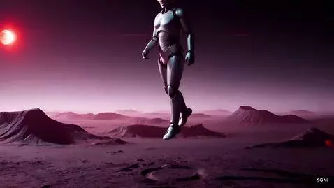 AI Video from prompt: Android lands on alien world to see if habitable