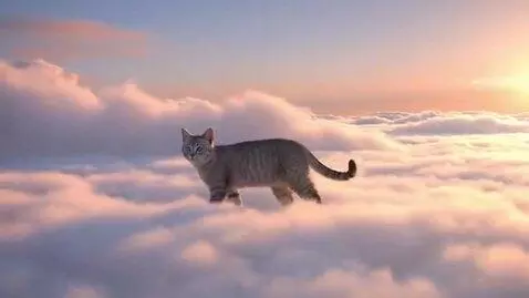 AI Video from prompt: Cat walking on clouds